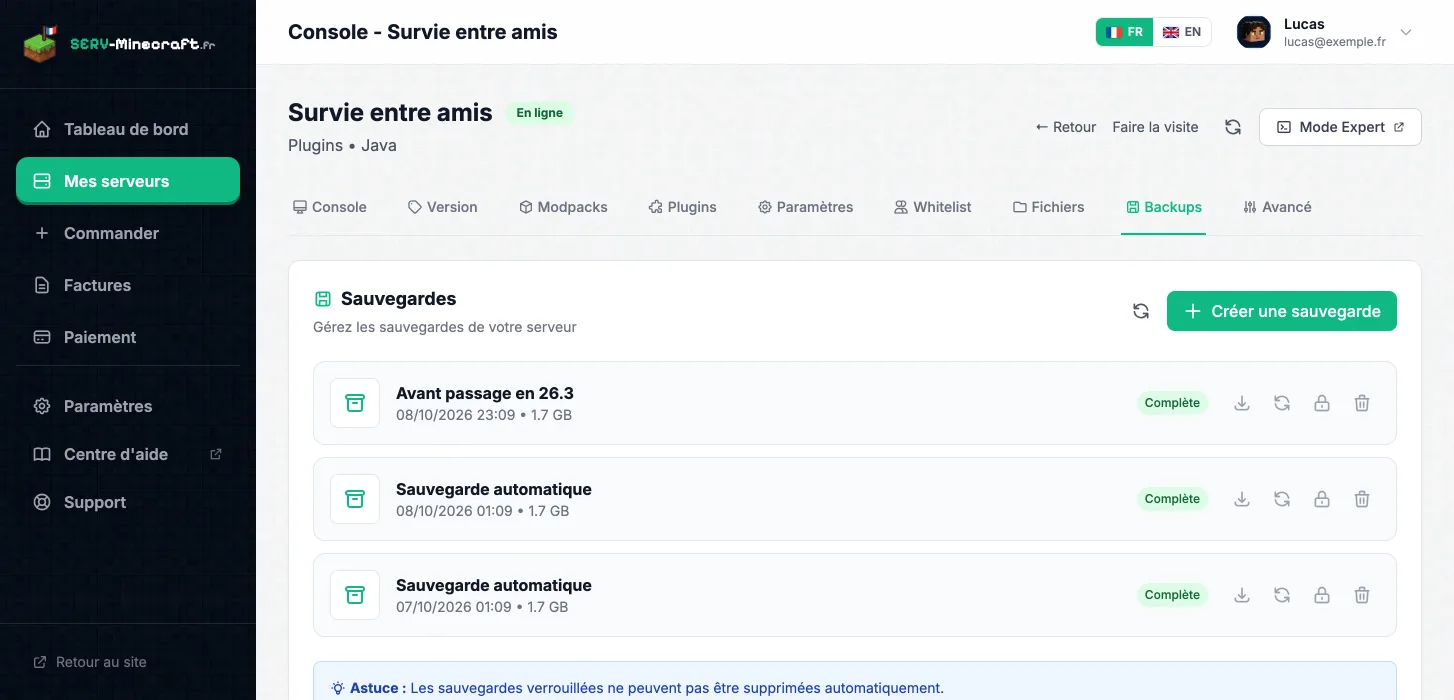 Sauvegardes